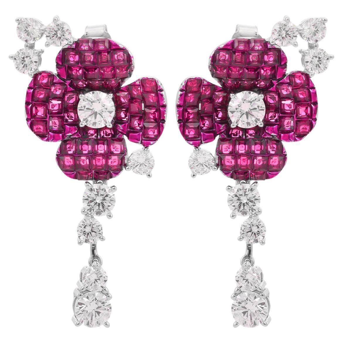 Orecchini a goccia con fiori di strass in argento 925 di colore rosa per il regalo della festa della mamma