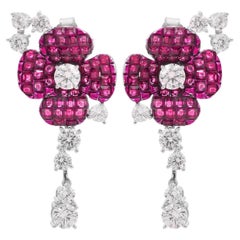 Orecchini a goccia con fiori di strass in argento 925 di colore rosa per il regalo della festa della mamma