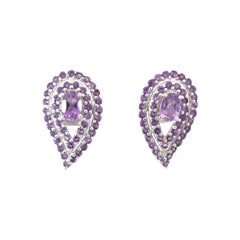 Pendientes de plata con pera invertida de amatista natural hechos a mano Regalo para ella