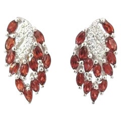 Gorgeous Garnet Gemstone Sterling Silver Stud Earrings for Wedding Anniversary