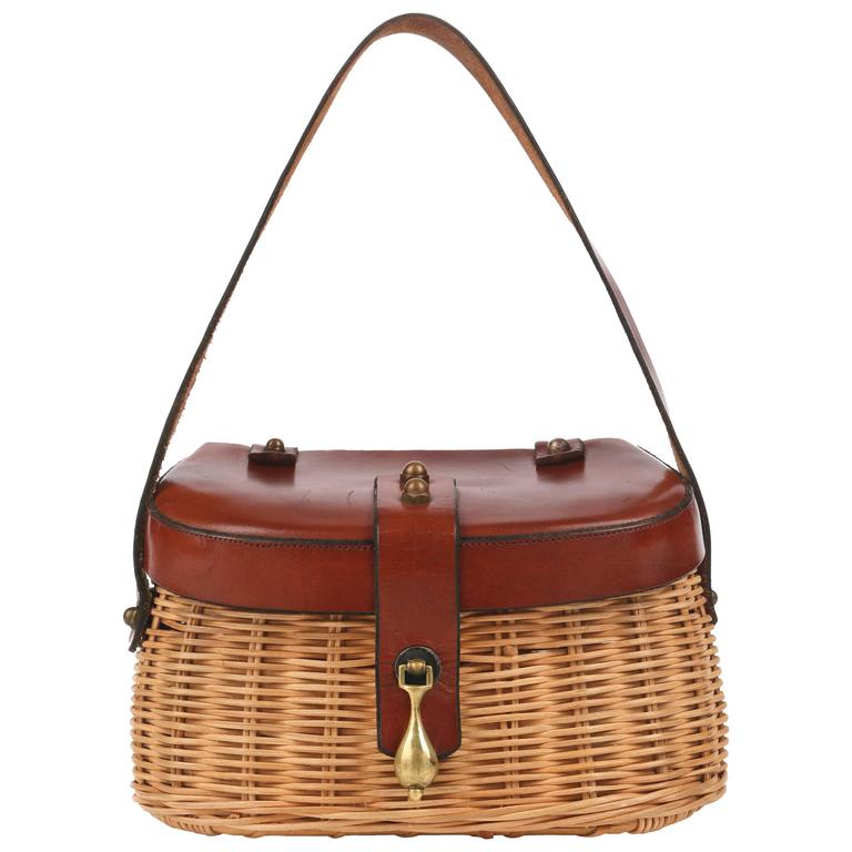 ETIENNE AIGNER c.1950's Handmade Fishing Creel Wicker Purse Handbag RARE at  1stDibs | etienne aigner basket purse, etienne aigner wicker purse, aigner  straw handbags