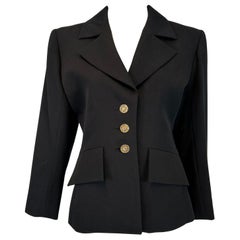 Vintage Yves Saint Laurent Rive Gauche Black Structured Shoulder Single Breasted Jacket
