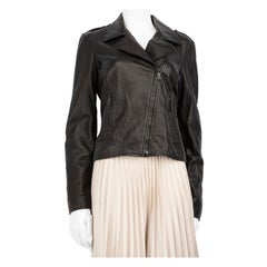 Faith Connexion Chaqueta de piel negra con cremallera talla L
