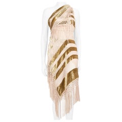 Alice McCall Pink & Gold Fringed Striped Midi Dress Size XXS