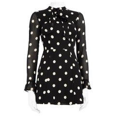 Vestido de manga larga de lunares negros Reformation Talla XXS