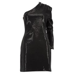 Solace London Black Sequinned One Shoulder Dress Size L