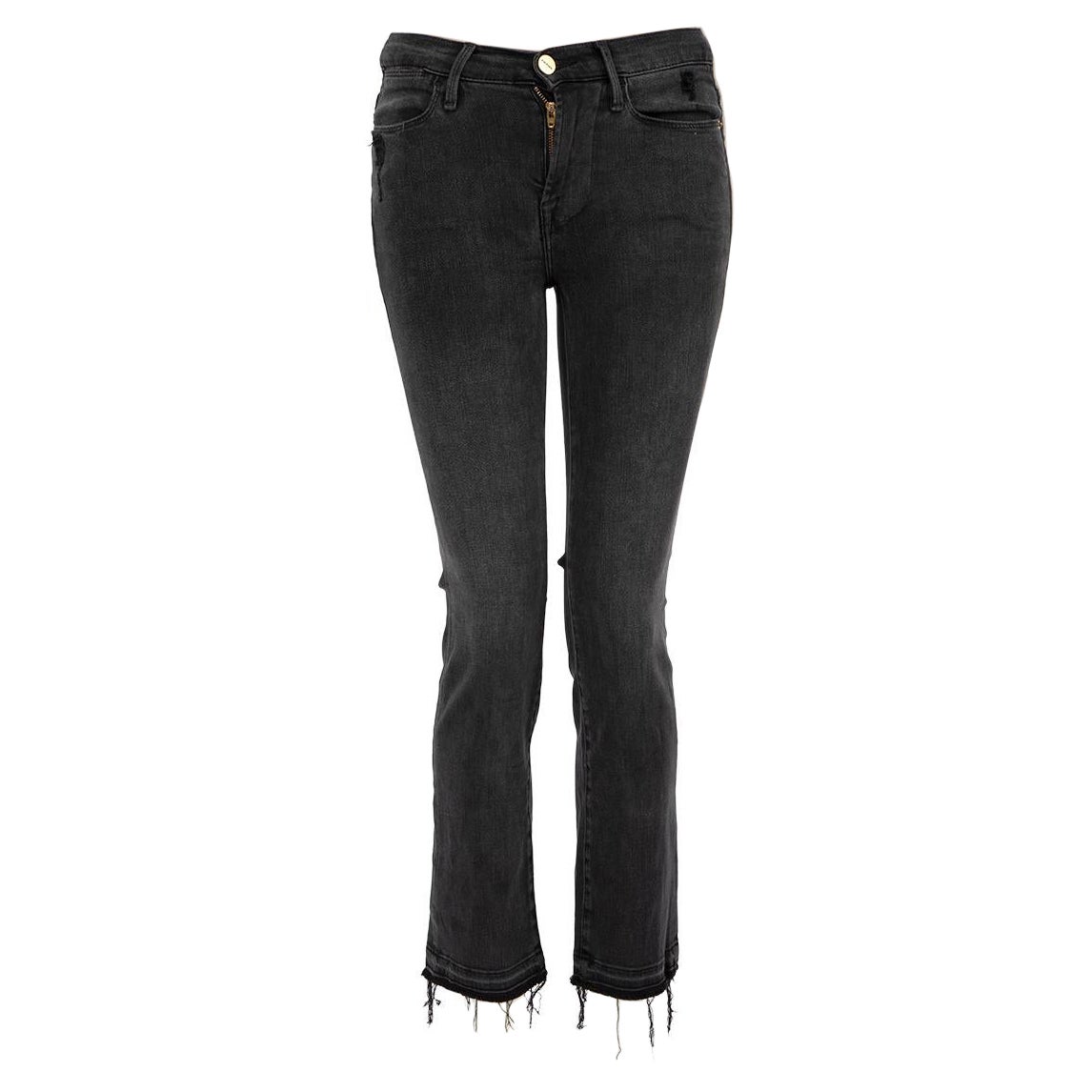 FRAME Schwarze Denim-Jeans mit geradem Bein Größe XS im Angebot