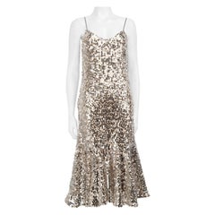 Veronica Beard Silver Sequin Sleeveless Midi Dress Size S