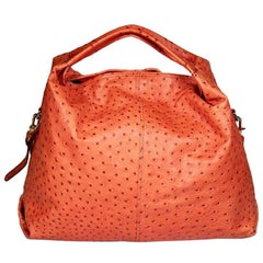 Furla Orange Ostrich Leather Handbag