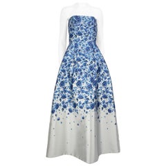 Sachin & Babi Noir Sachin & Babi Blue Strapless Floral Pattern Gown Size S