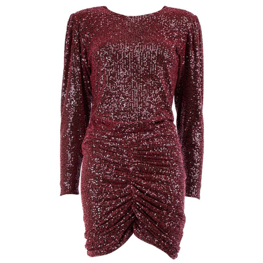 Retrofête Pink Flynn Ruched Sequin Tulle Mini Dress Size S For Sale