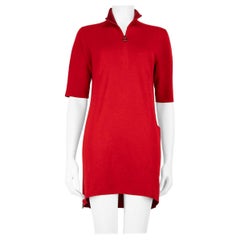 Akris Red Cashmere Half Zip Knit Dress Size M