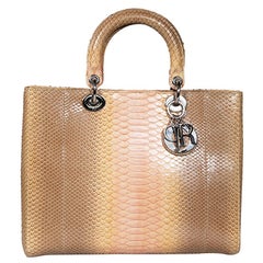 Dior Beige Ombré Python Large Lady Dior Tote Bag