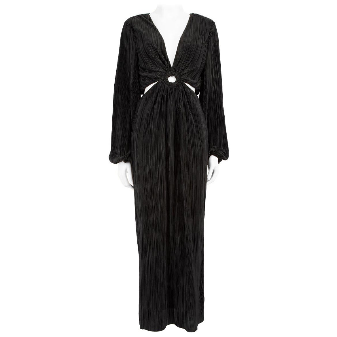 Ronny Kobo - Vestito midi plissettato nero taglia L in vendita