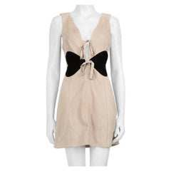 Alexa Chung Grey Suede Front Tie Heart Mini Dress Size S