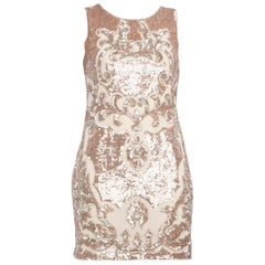 Needle & Thread Beige Sequin Sleeveless Mini Dress Size S