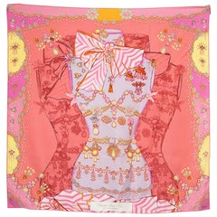 Dior Pink Silk CD Crystal Print Silk Scarf