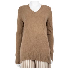 Céline Beige Cashmere V-Neck Knit Jumper Size S