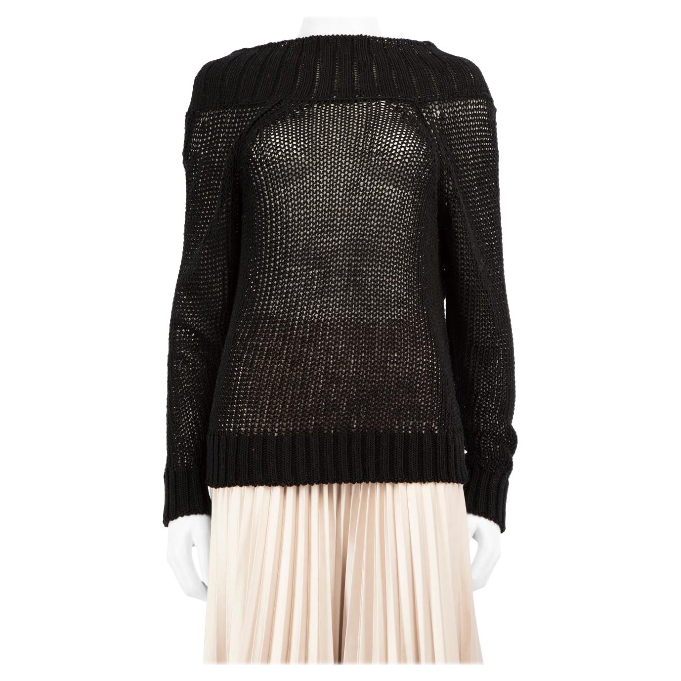 Pull en maille ouverte noire, taille S