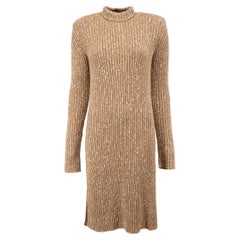 Céline Brown Marl Knitted Midi Dress Size S