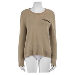 Céline Beige Leinen Panel Strickpullover Größe L