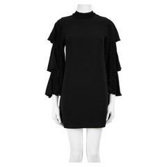 Alexis Black Ruffle Trim Long Sleeves Mini Dress Size S