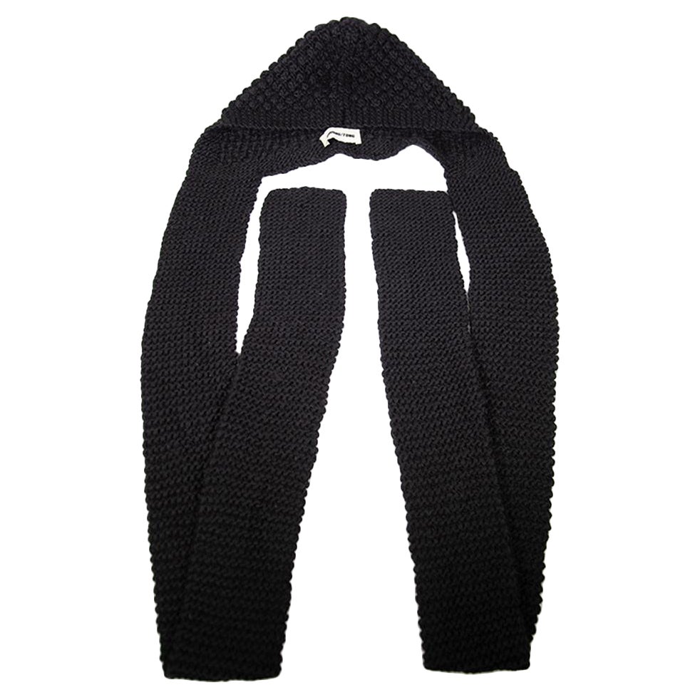SHUSHU/TONG Black Wool Crochet Beanie Scarf For Sale