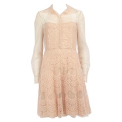 Dior Pink Sheer Lace Polkadot Dress Size M