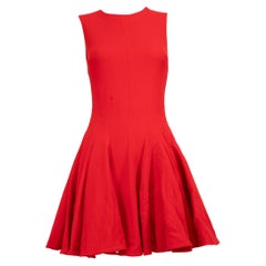 Dior Red Wool Mini Skater Dress Size XS