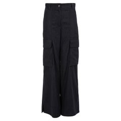 ME+EM Pantalon large à rayures bleu marine taille S