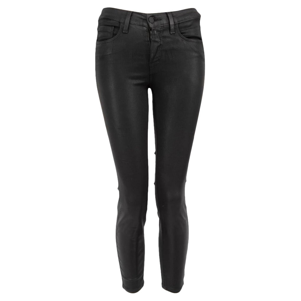 L'Agence Black Denim Coated Skinny Jeans Size XS For Sale