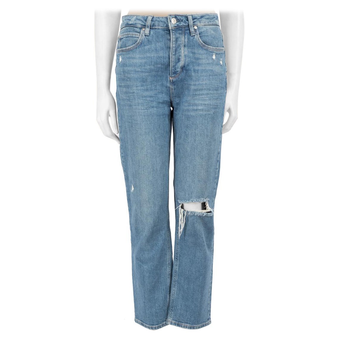 Paige Jeans Blau Ripped Straight Leg Jeans Größe S im Angebot