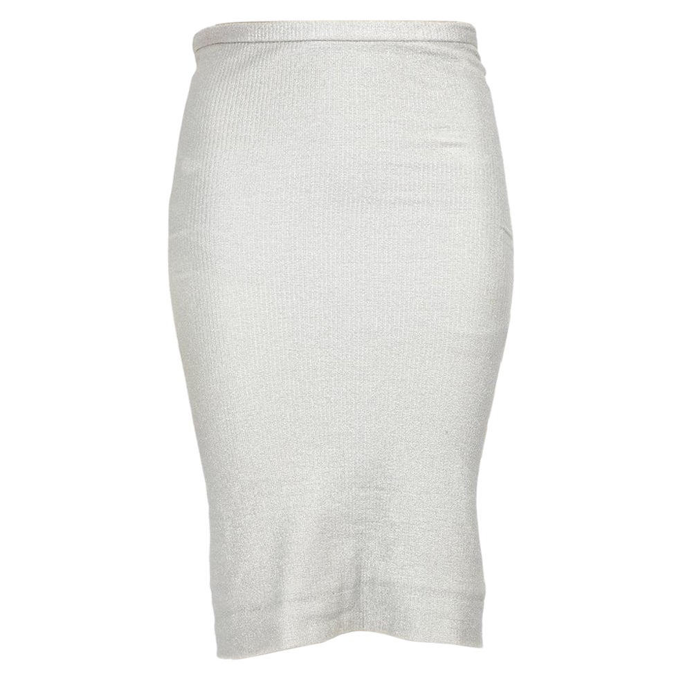 Diane Von Furstenberg Silver Bodycon Knee Length Skirt Size XXS
