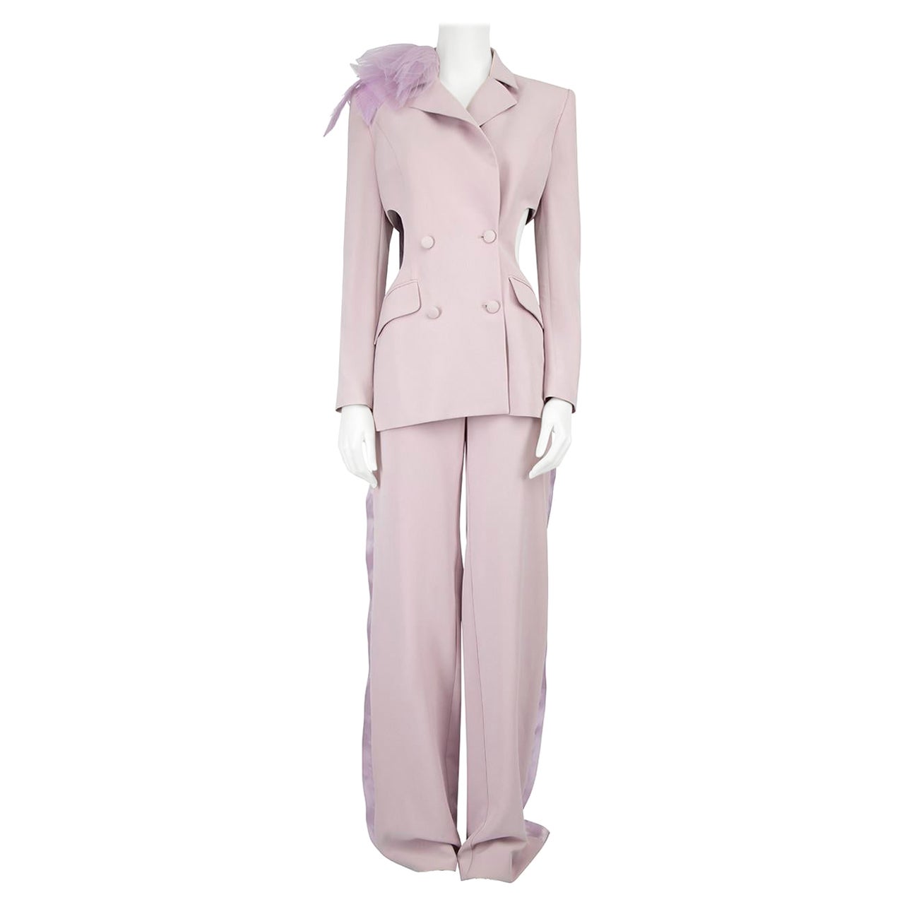 Honayda Purple Cut-Out Blazer & Trousers Set Size M