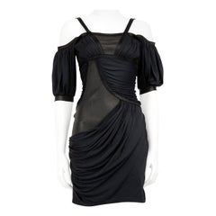 Jitrois Black Leather Drape Detail Mini Dress Size S