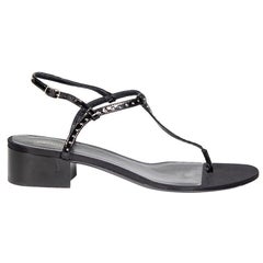 Céline Black Patent Studded Thong Sandals Size IT 40
