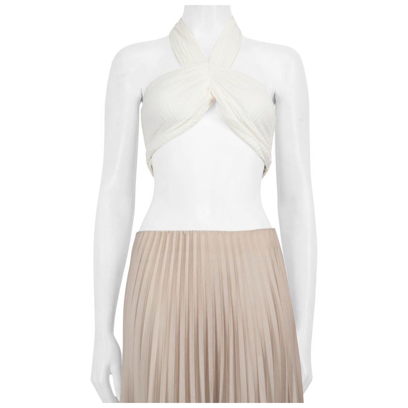 Faithfull The Brand White Linen Bow Detail Top Size S