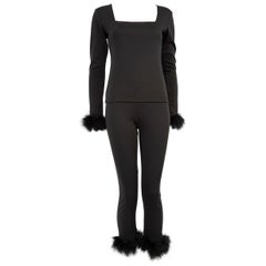 Sleeper Black Feather-Trim Pyjama Set Size S