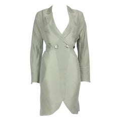 Emporio Armani Grüne langärmlige Seidenjacke mit langen Ärmeln Größe XL