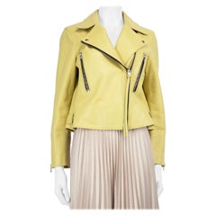 Shoreditch Ski Club Yellow Biker Leather Jacket Size M