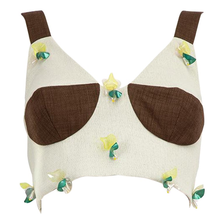 Tata Naka - Bustier embelli beige, taille S en vente