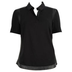 Akris Black T-Shirt with Faux Leather Trim Size L