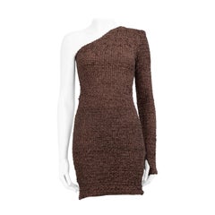 NANUSHKA Mini vestido marrón de un hombro Talla XS