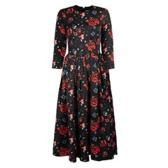 MSGM Vestido midi negro con estampado floral texturizado Talla S