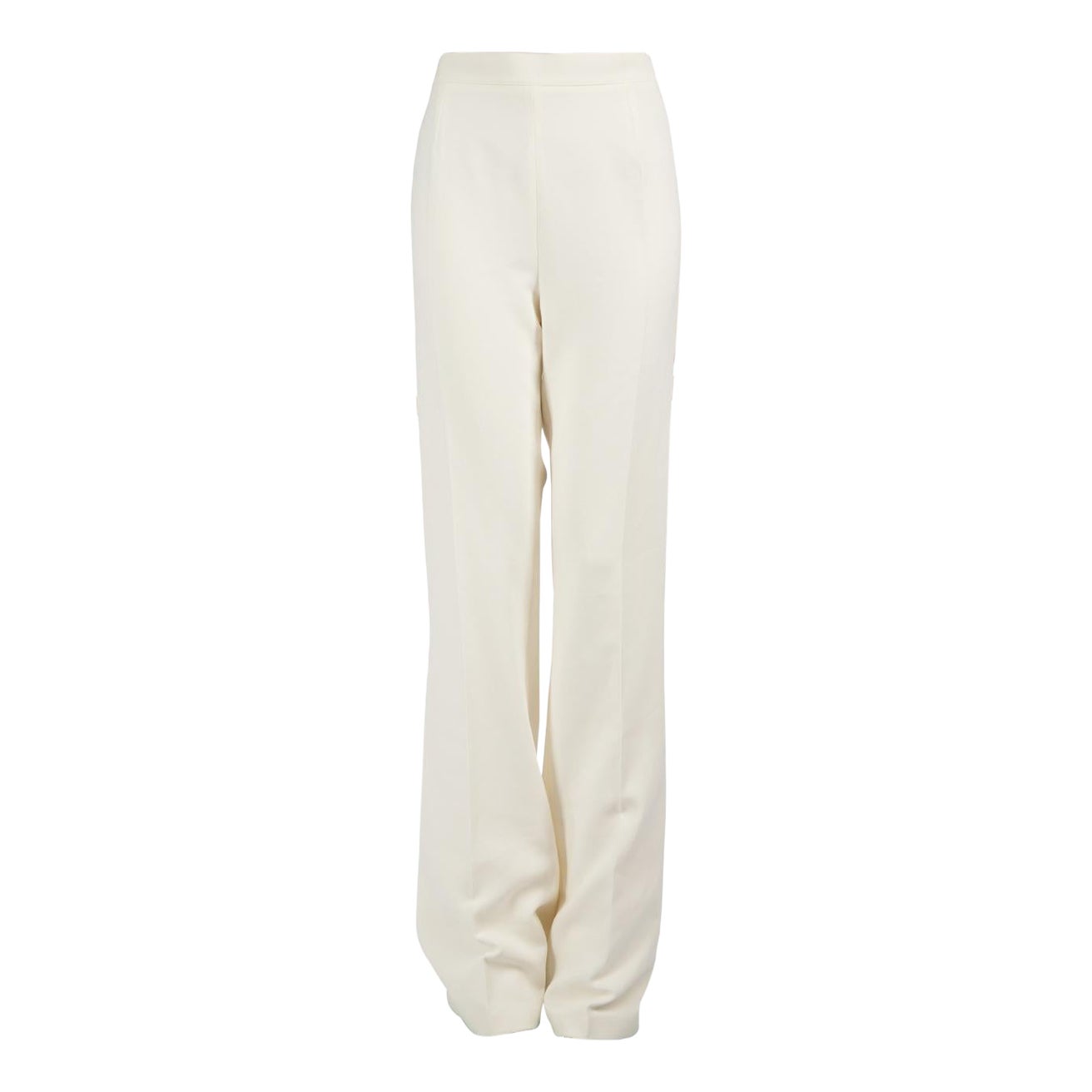 Safiyaa White Wide Leg Mid Rise Trousers Size XL For Sale
