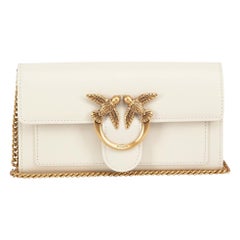 Pinko White Leather Love One Wallet on Chain