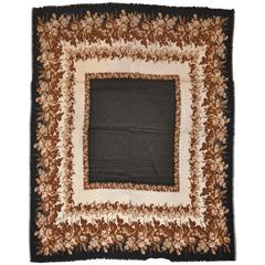 Yves Saint Laurent Huge Polka Dot Center with Brown Floral Border Silk Scarf 9