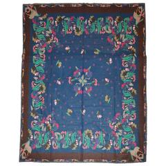 Emanuel Ungaro Huge Cotton with Fringe Multi-Color Floral Scarf