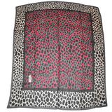 Sciarpa in cotone multi-leopardo con bordi grigi di Yves Saint Laurent