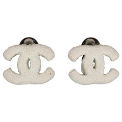 Chanel Silvery Metal CC Earrings 'Snow', 2003